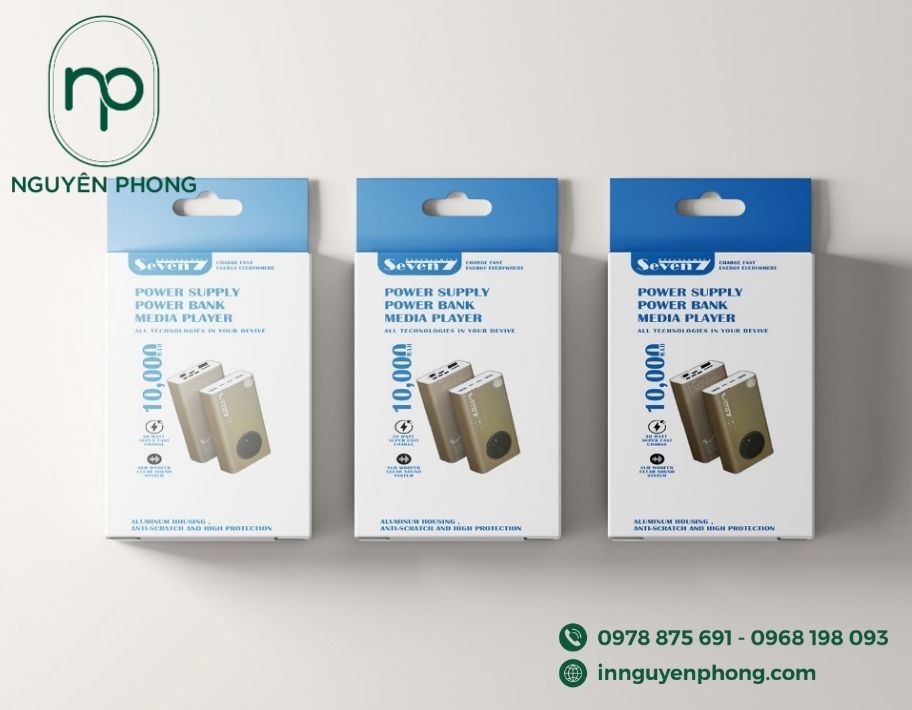 Mẫu hộp giấy đựng sạc dự phòng hiện đại 